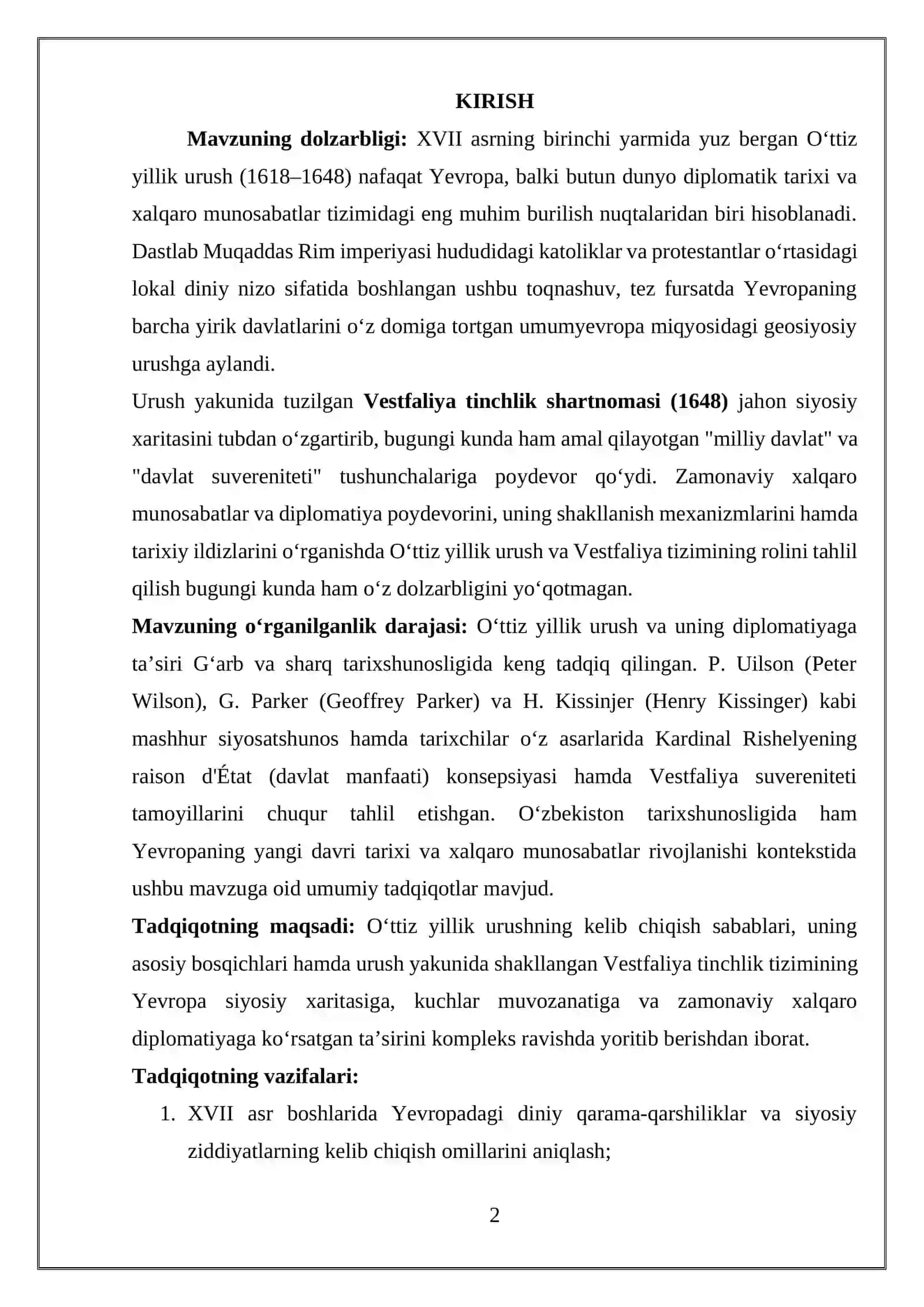 O‘TTIZ YILLIK URUSHNING YEVROPADA XALQARO MUNOSABATLARGA TA’SIRI 2