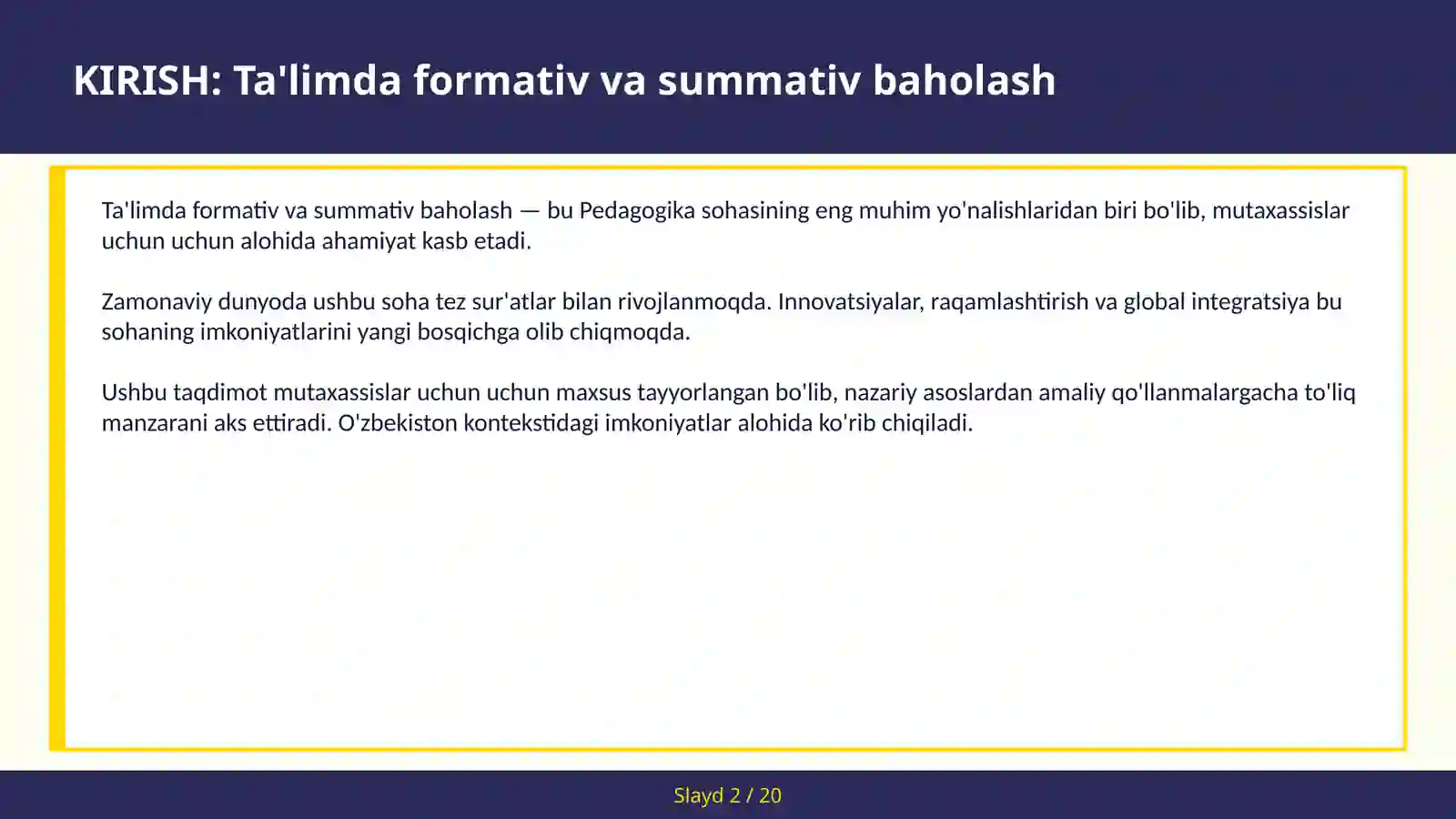 TA'LIMDA FORMATIV VA SUMMATIV BAHOLASH 2