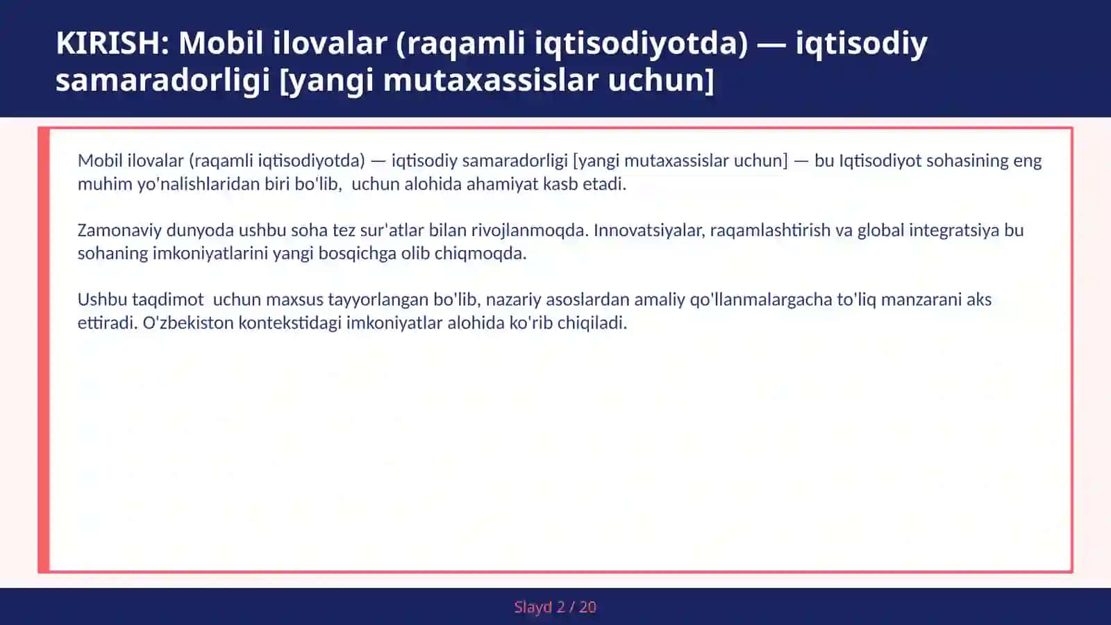 Mobil ilovalar (raqamli iqtisodiyotda) — iqtisodiy samaradorligi [yangi mutaxassislar uchun] 2
