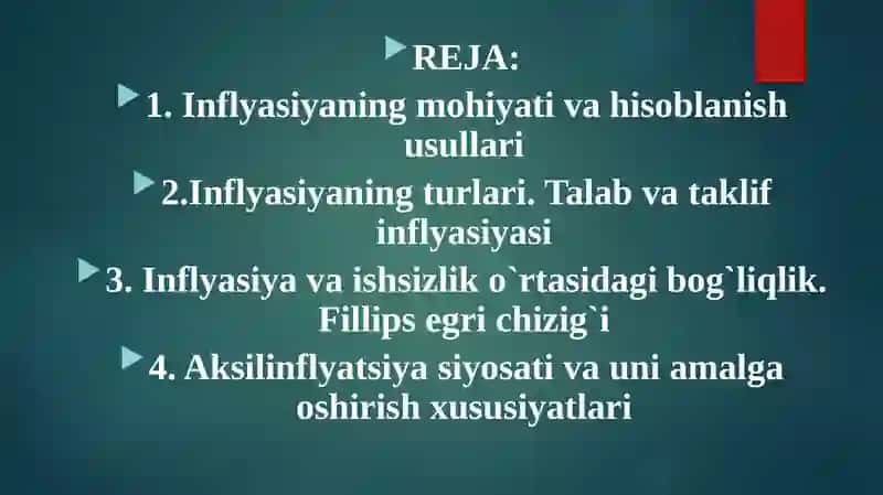 Inflatsiya va inflatsiyaga qarshi siyosat 2