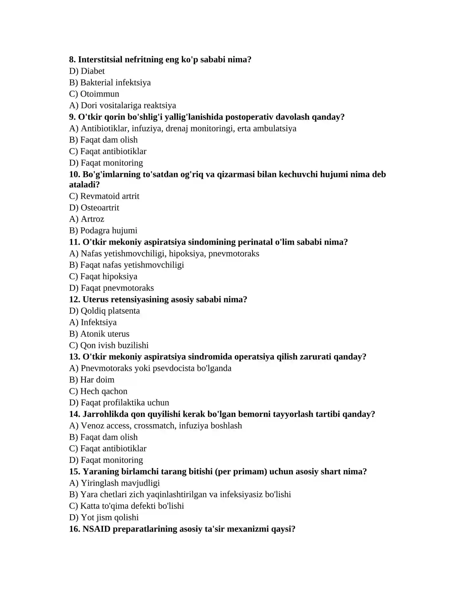 Klinik farmakologiya testlari 2