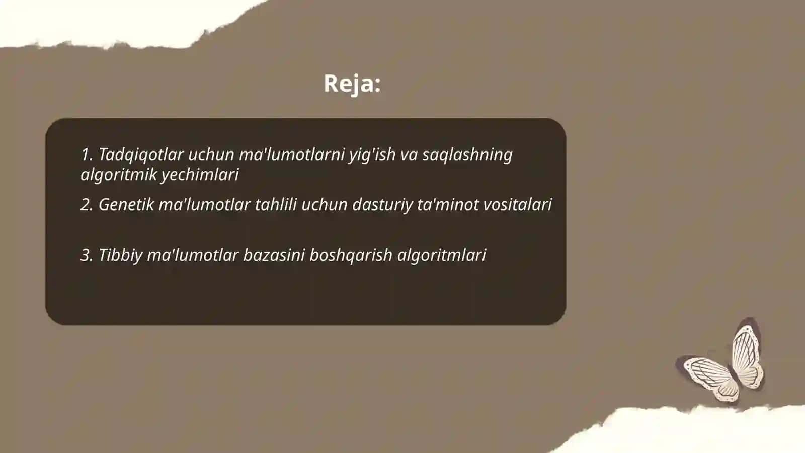 Tibbiy biologik tadqiqotlar oʻtkazishda algoritmik va dasturiy taʼminot masalalar yechish 2