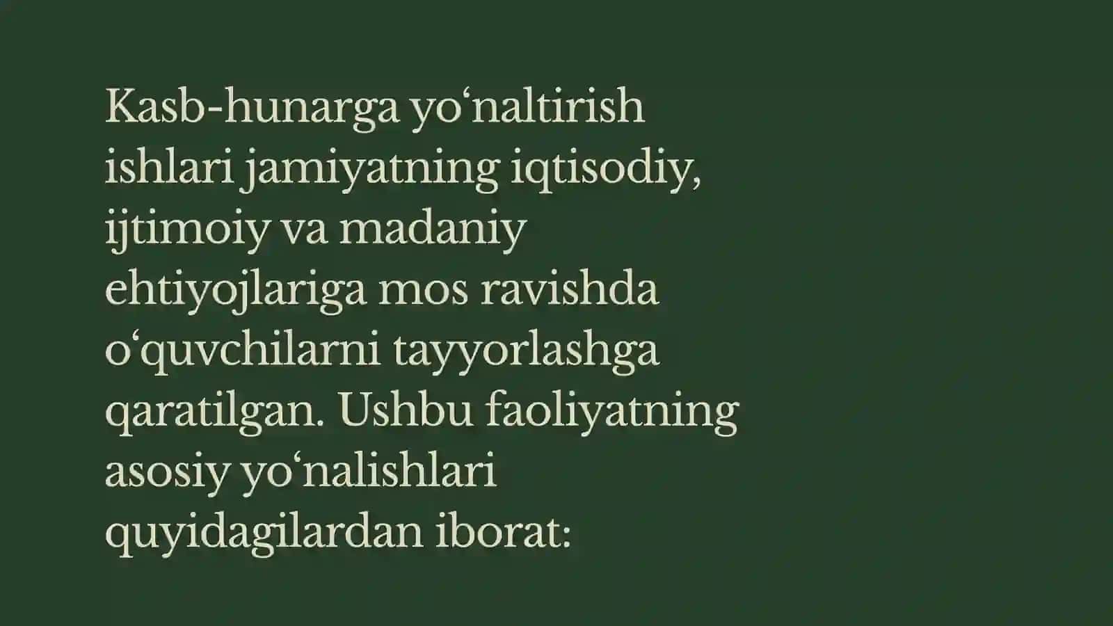 Kasb-hunarga yo‘naltirish ishining asosiy yo‘nalishlari 2