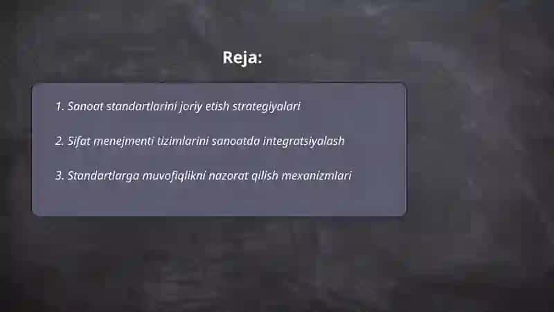 Sanoatda standartlarning amalga oshirilishini ta'minlash 2