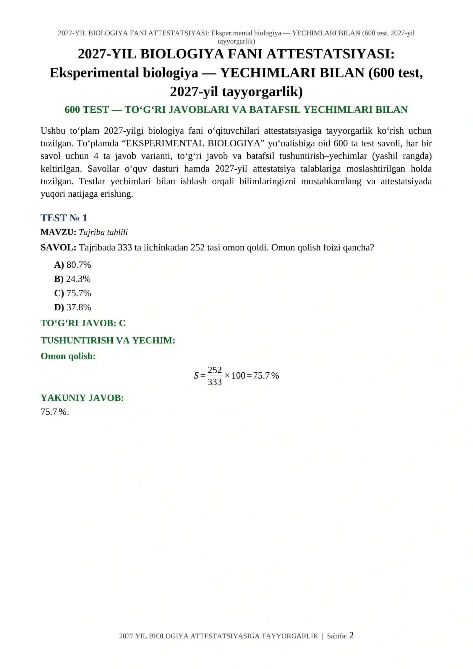2027-YIL BIOLOGIYA FANI ATTESTATSIYASI 2