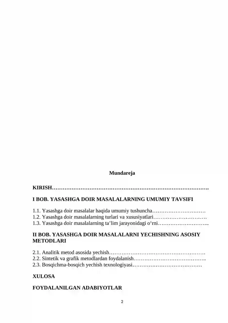 Yasashga Doir Masalalar 2
