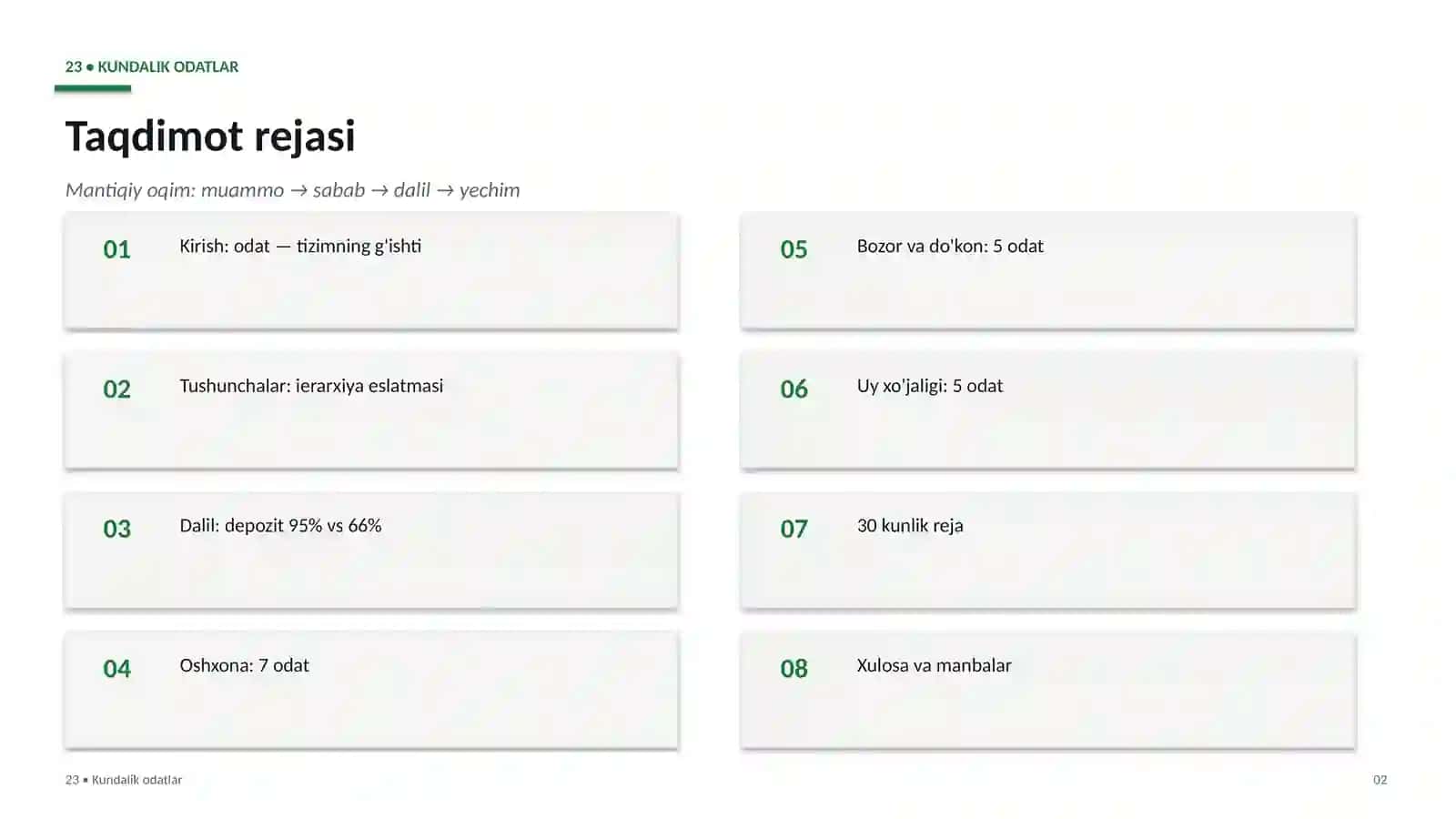 Kundalik odatlar 2