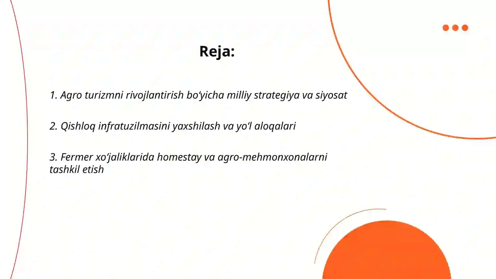 Agro turizmni rivojlantirish bo‘yicha milliy strategiya va siyosat 2