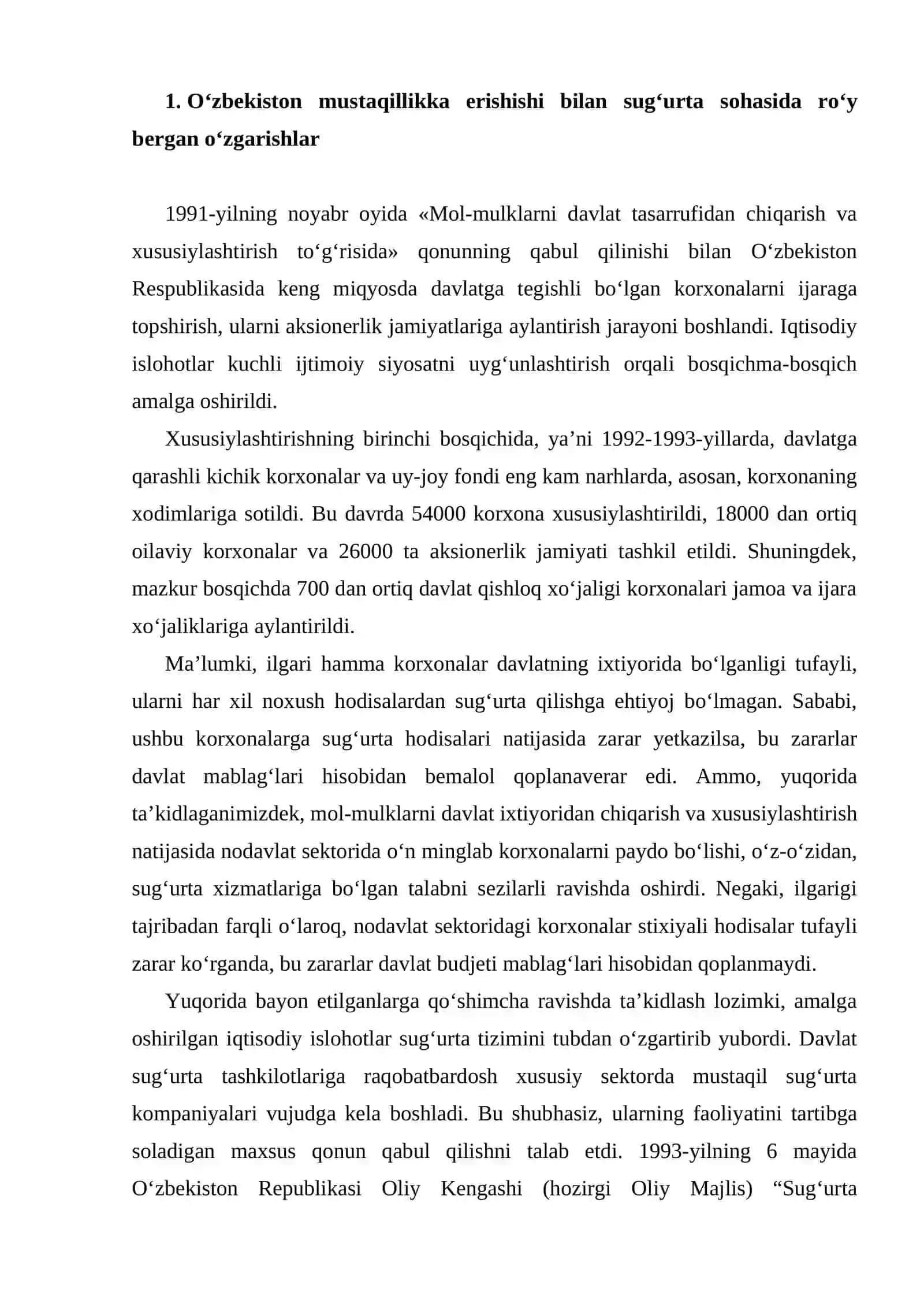 Mustaqillik yillari O‘zbekistonda sug‘urtani rivojlanish bosqichlari 2