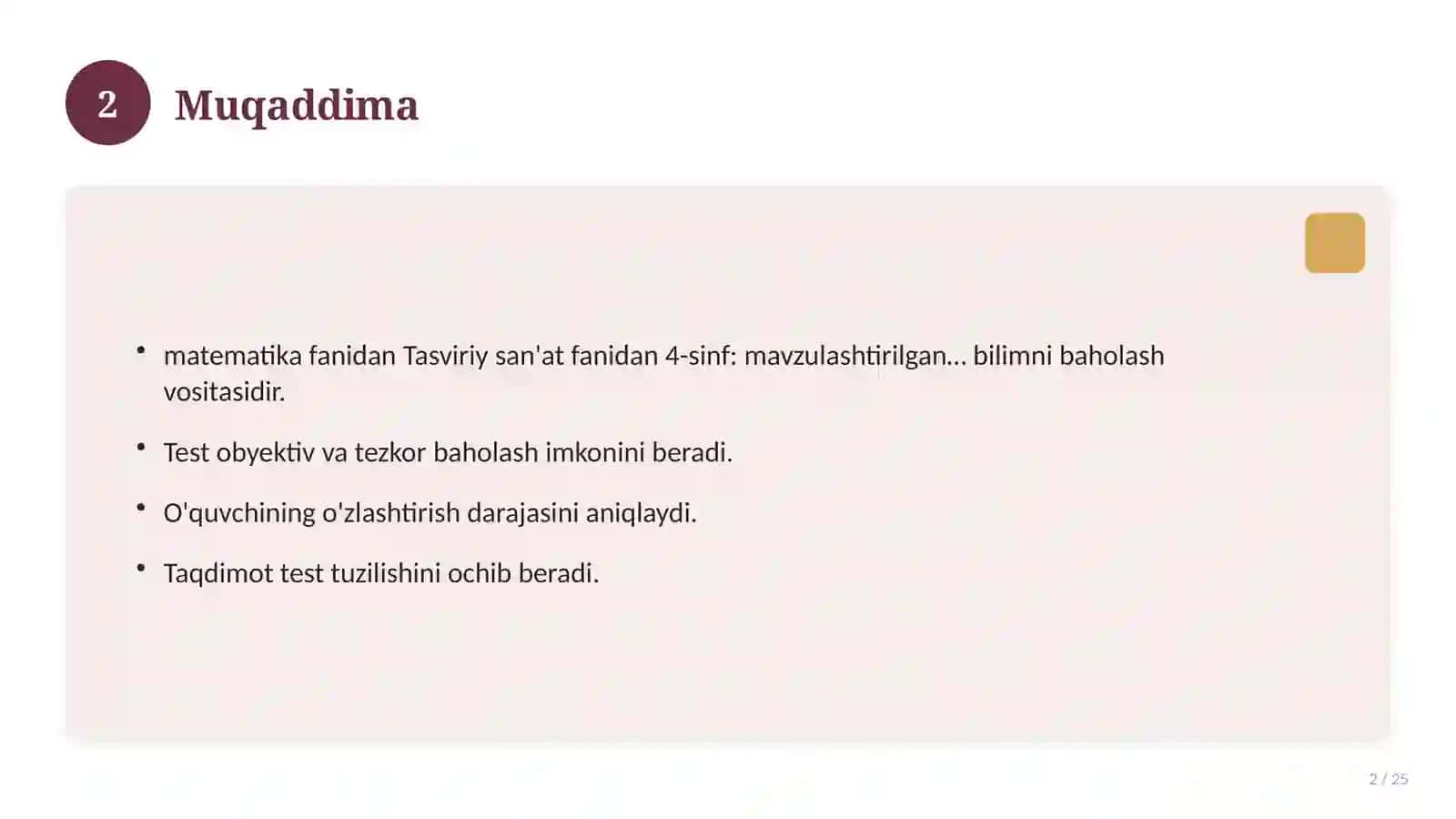 Tasviriy san'at fanidan 4-sinf: mavzulashtirilgan nazorat ishi va tahlil 2