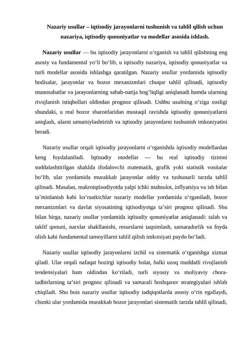 Iqtisodiy holat va jarayonlarni o’rganish usullari 2