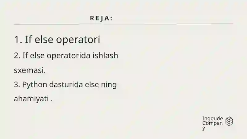 Python  dasturlash tilining if-else operatori 2