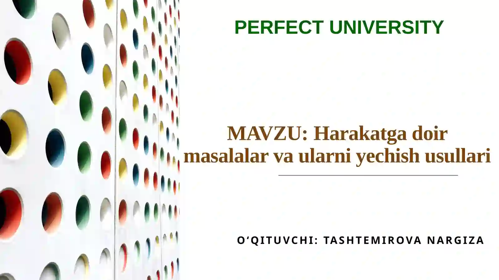 Harakatga doir masalalar va ularni yechish usullari 2
