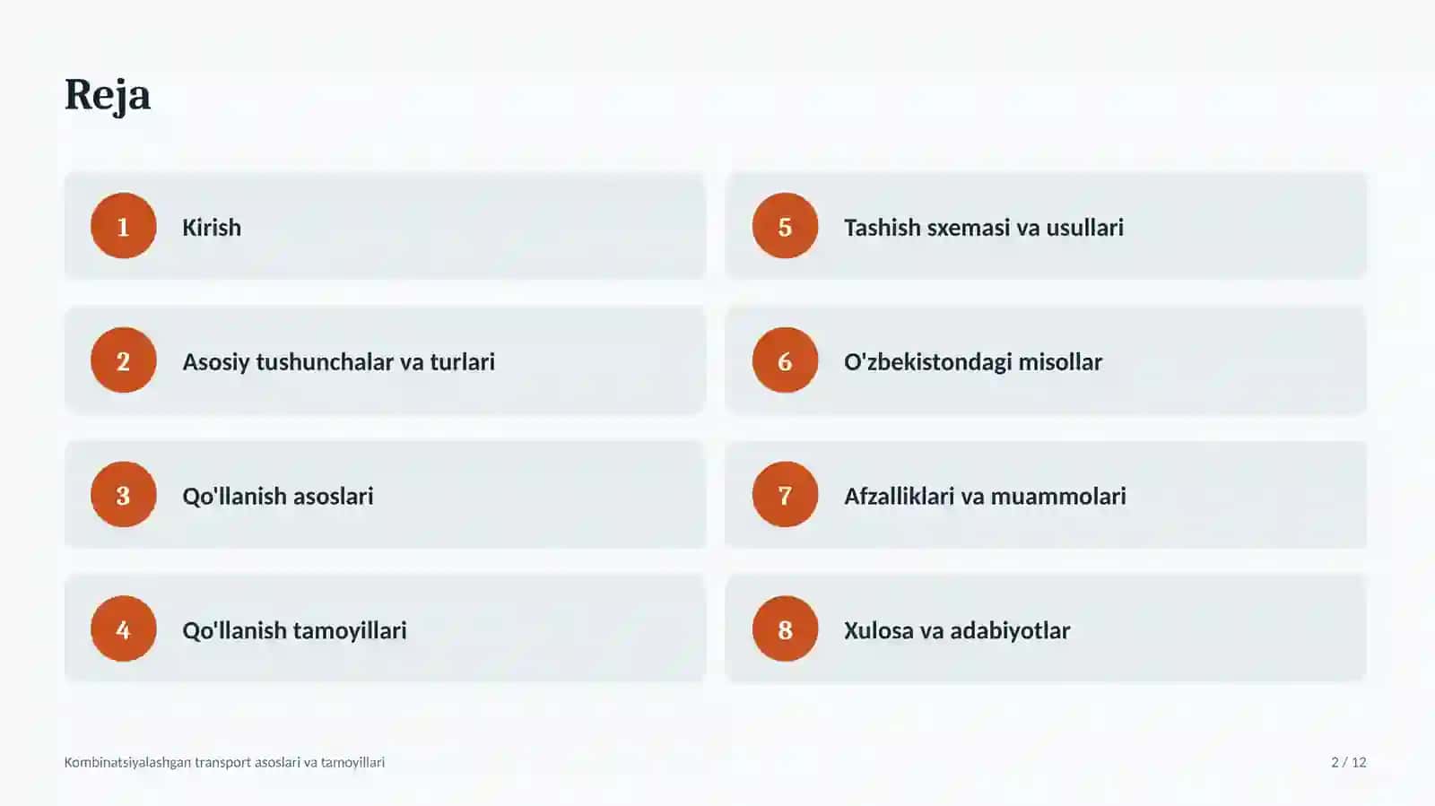 Kombinatsiyalashgan transport asoslari va tamoyillari 2