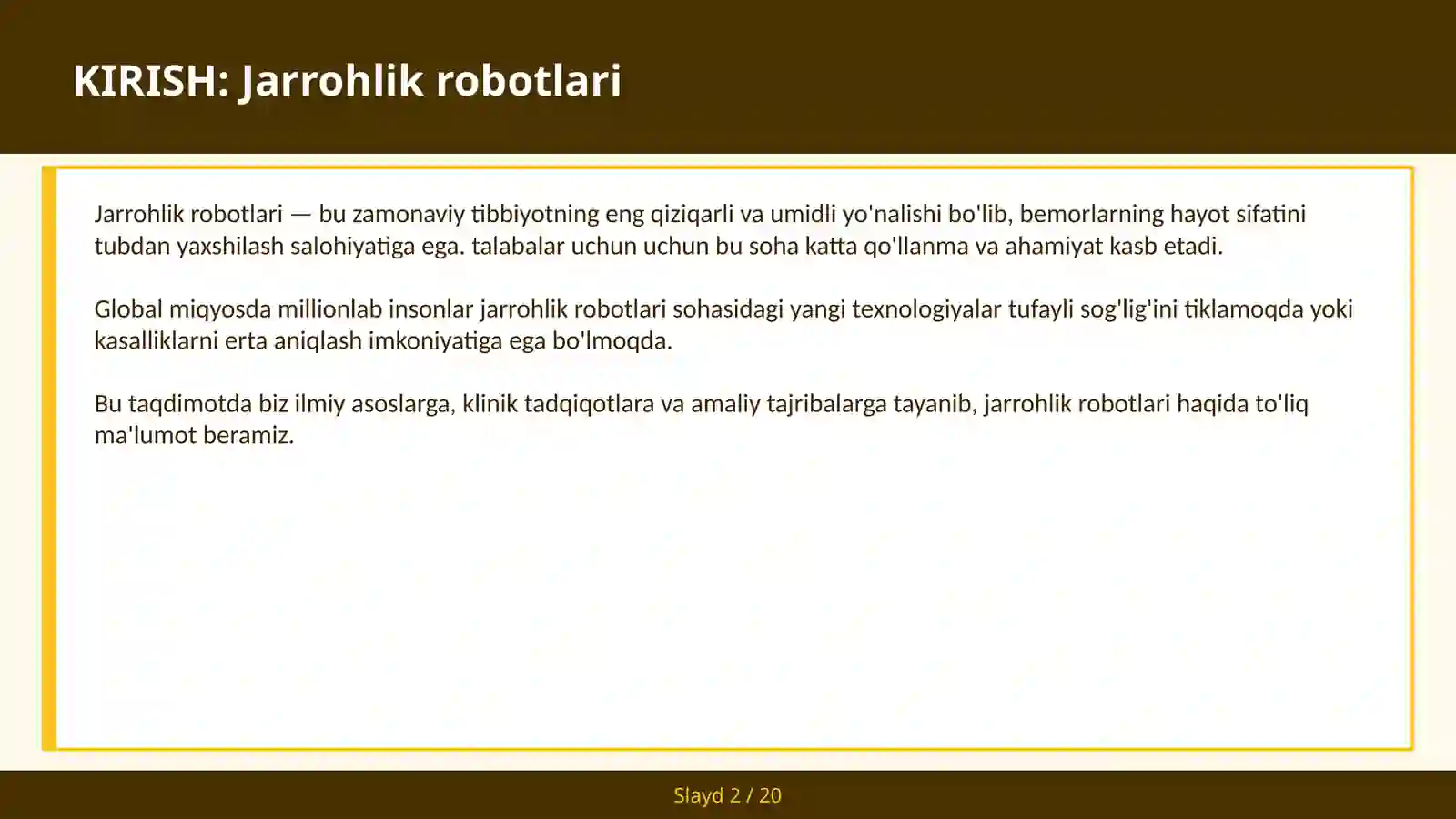 JARROHLIK ROBOTLARI 2