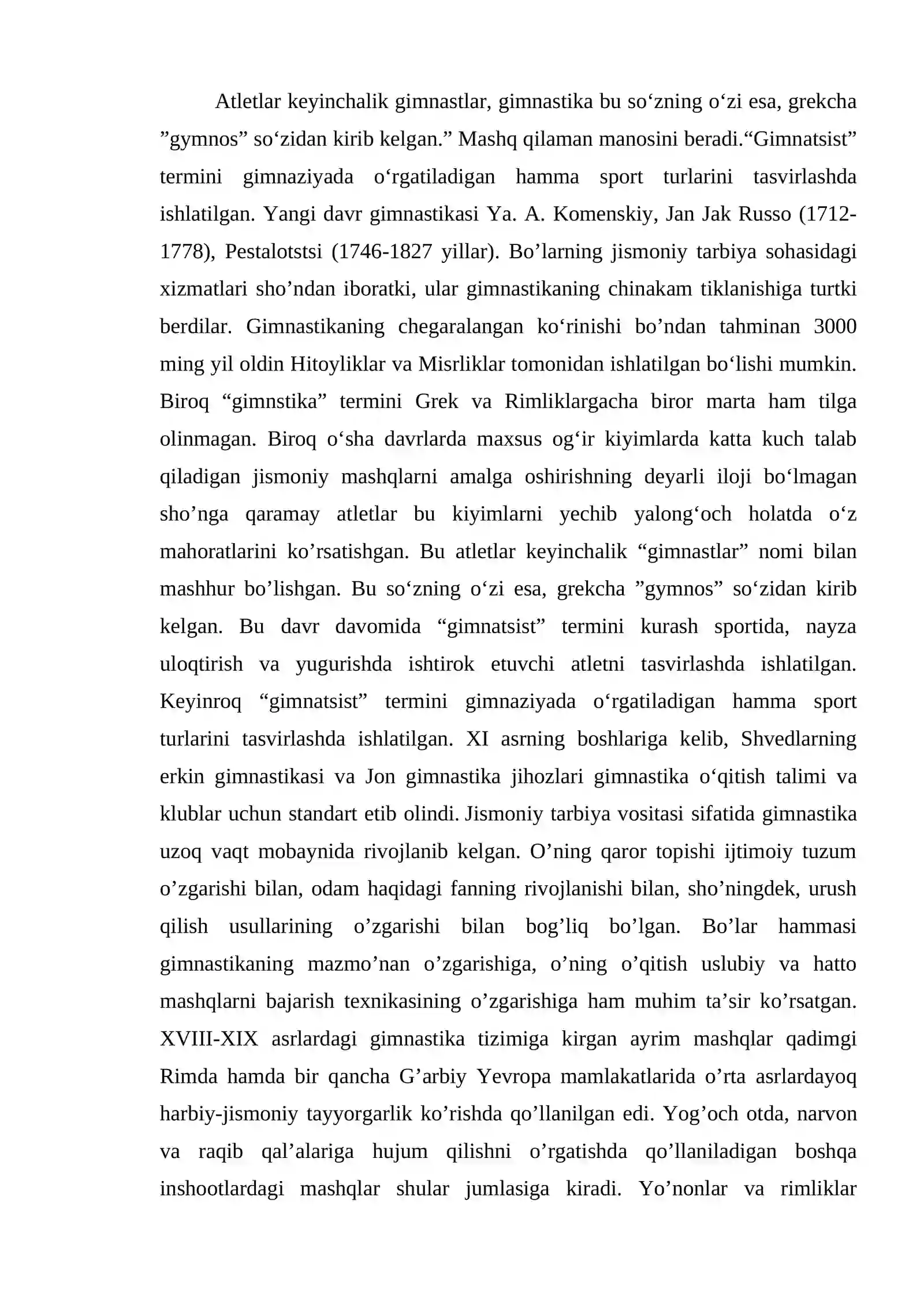 Gimnastika tarixi va rivojlanish tendensiyasi 2