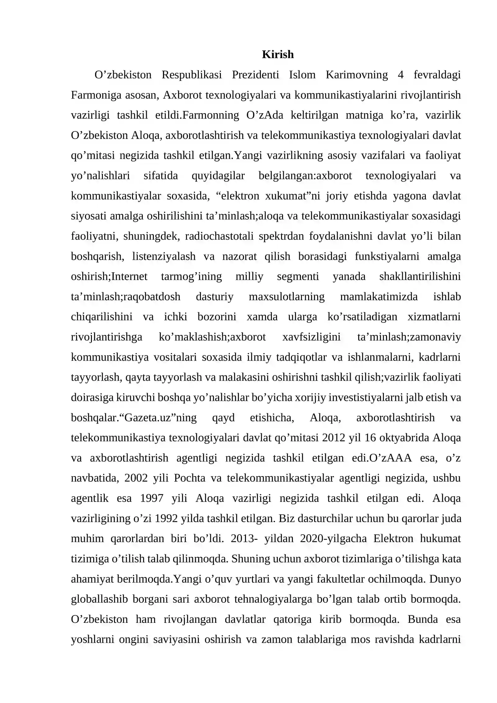 Ma’lumotlar bazasi texnologiyalari fanidan “Aloqa kompaniyalari” ma’lumotlar bazasi loyihasini boshqarish mavzusida 2