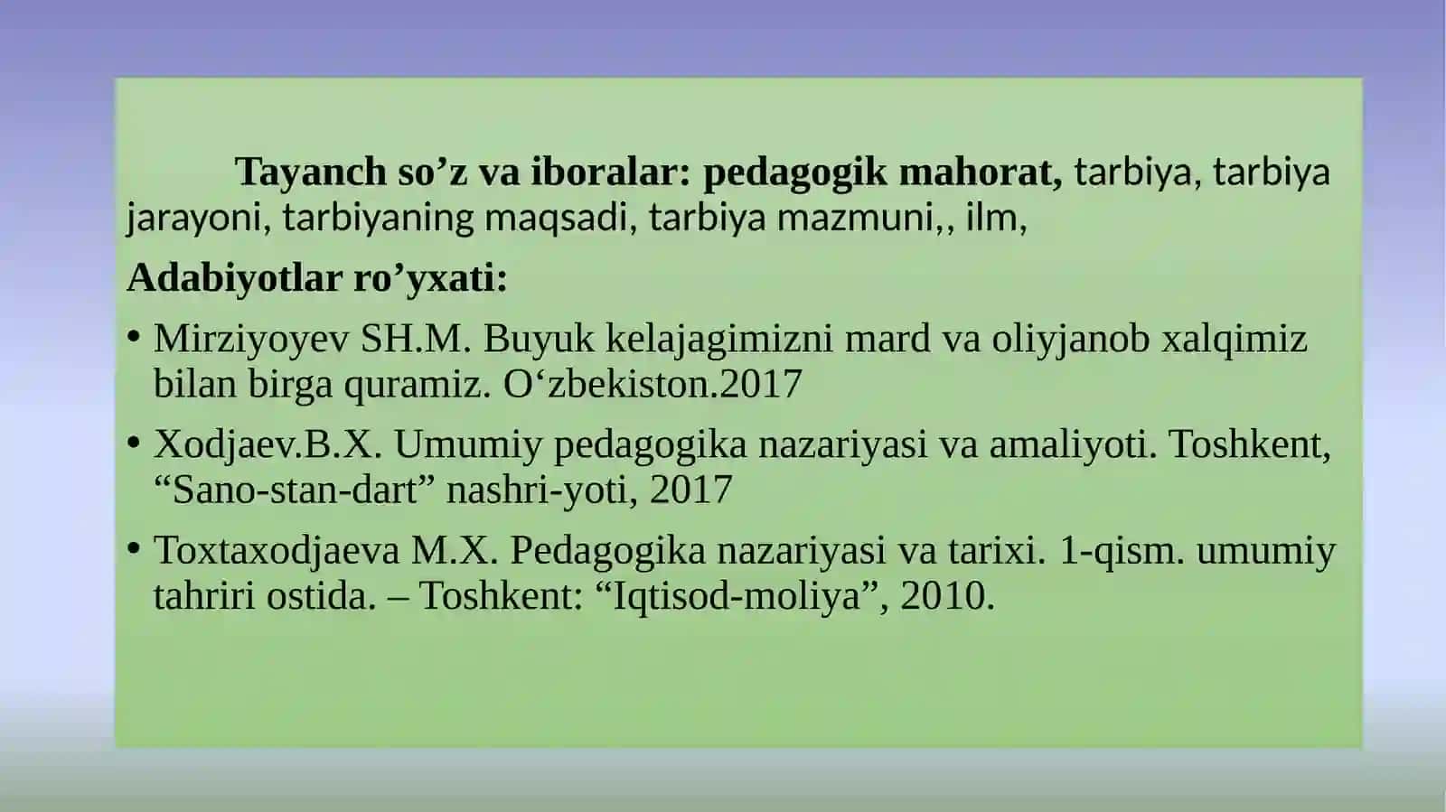 PEDAGOGIK TEXNIKA HAQIDA TUSHUNCHA. PEDAGOGIK TEXNIKANI SHAKLLANTIRISH METODIKASI 2