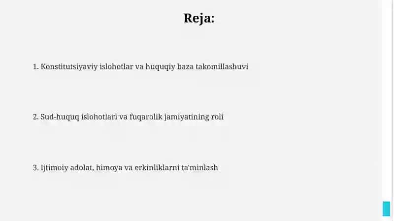 Yangi o'zbekistonda inson haq-huquqlari a erkinliklari kafolatining yaratilishi 2