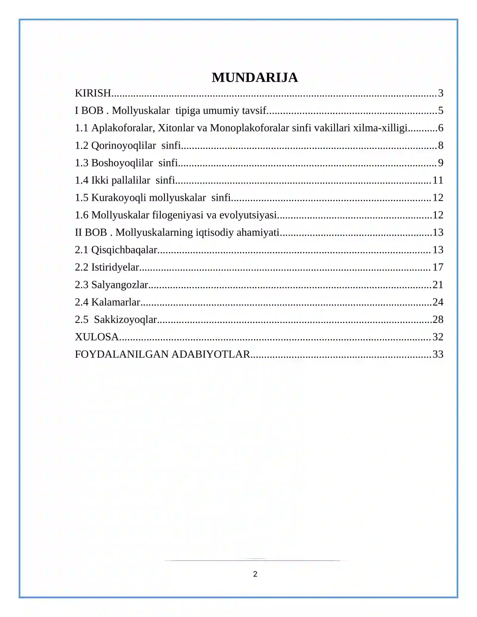 Ovlanadigan mollyuskalar,asosiy turlarining iqtisodiy ahamiyati 2