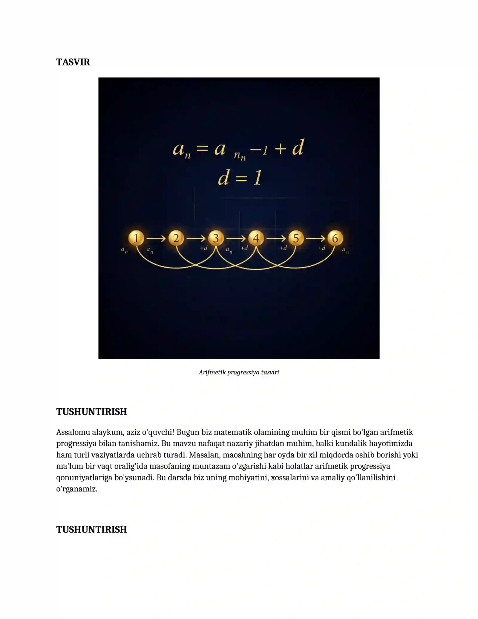 Lesson on Arifmetik progressiya 2