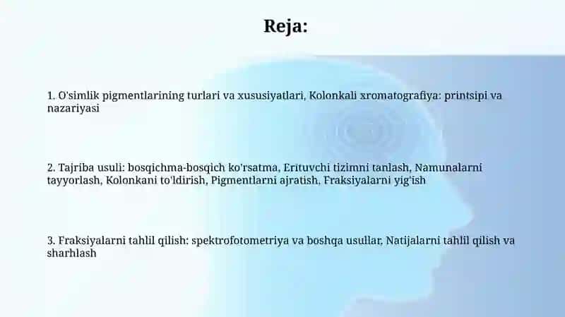 Oʻsimlik pigmentlarini kolon kalixromotografiya usulida aniqlash 2