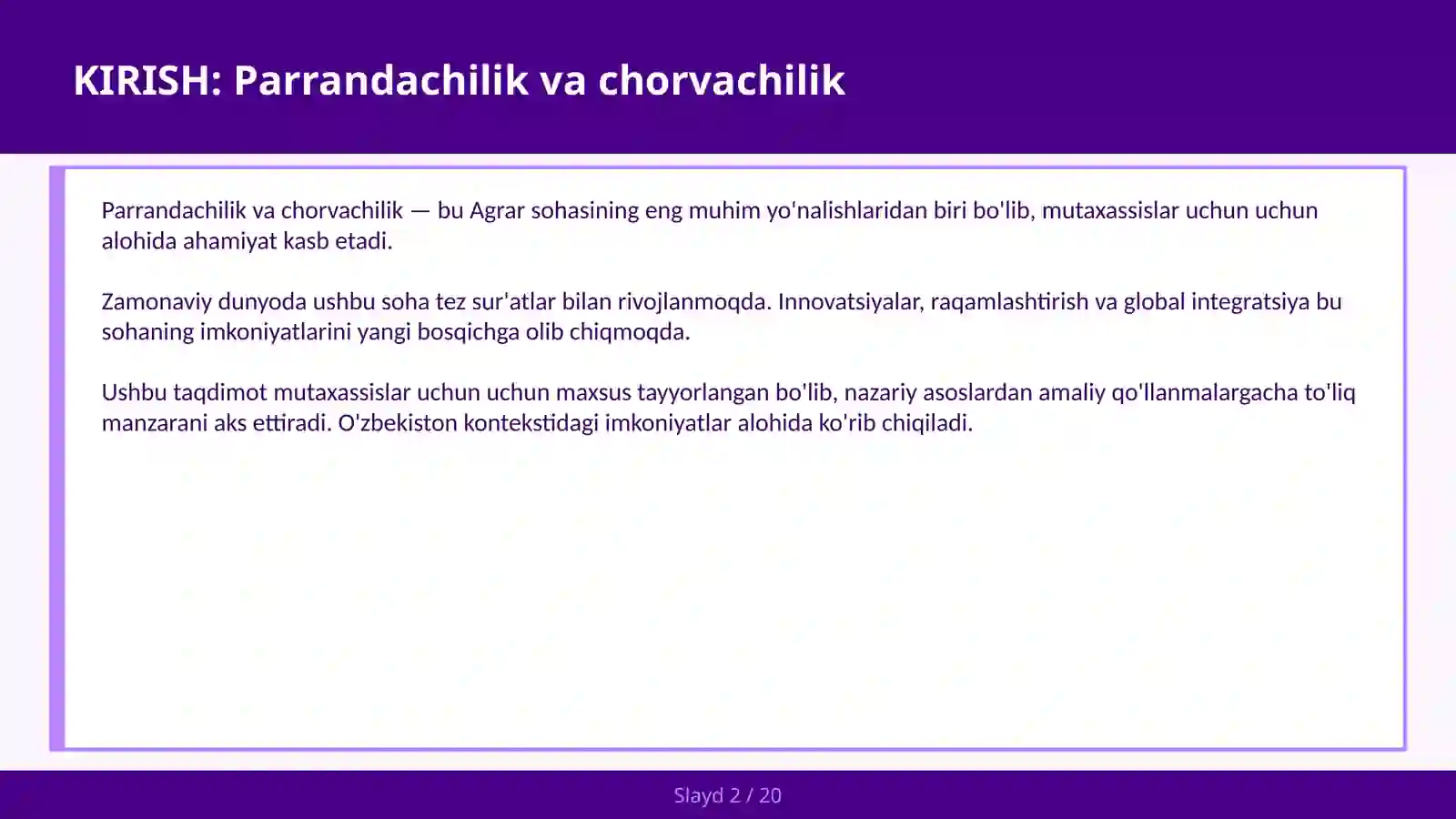 Parrandachilik va chorvachilik 2
