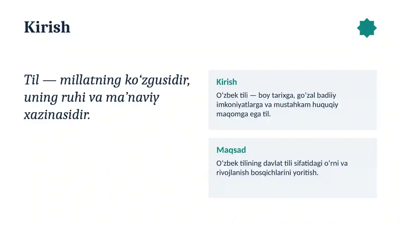 O`zbek tili haqida prezintatsiya 2