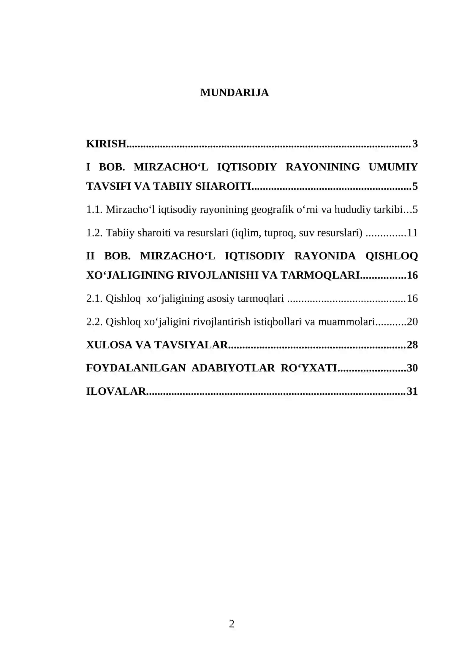 Mirzacho‘l iqtisodiy rayoni qishloq xo‘jaligi 2