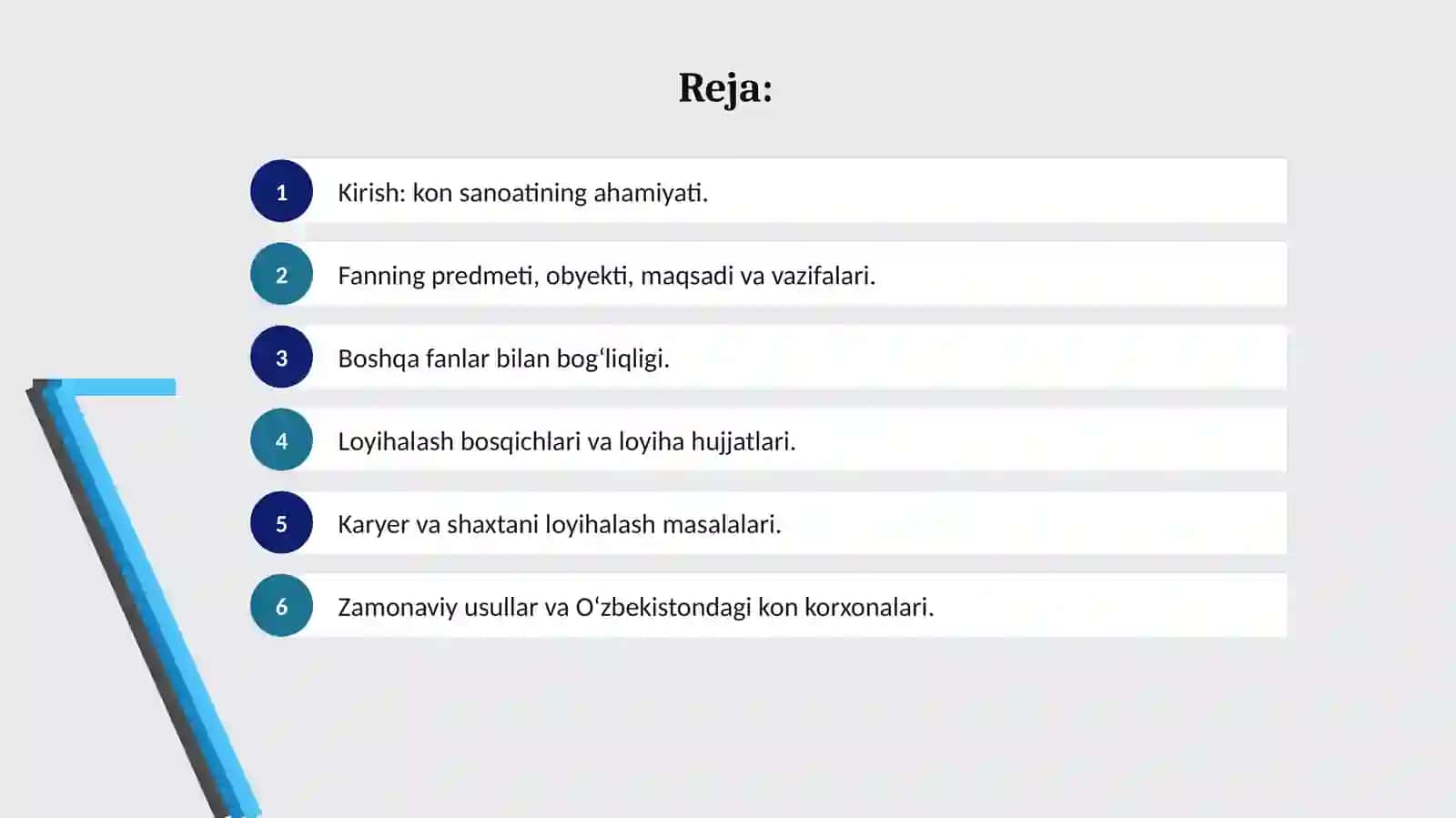 Konchilik korxonalarini loyihalash fanining maqsadivavazifalari 2