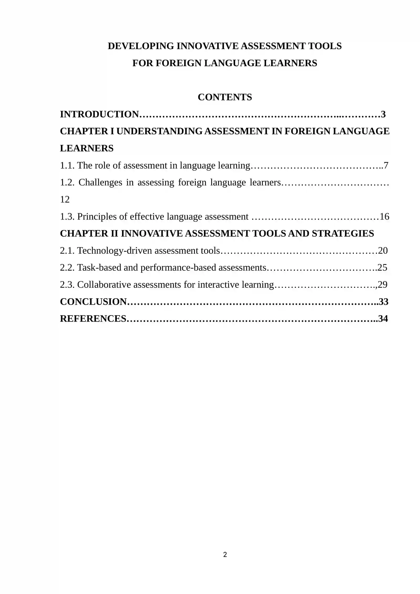 DEVELOPING INNOVATIVE ASSESSMENT TOOLS FOR FOREIGN LANGUAGE LEARNERS 2