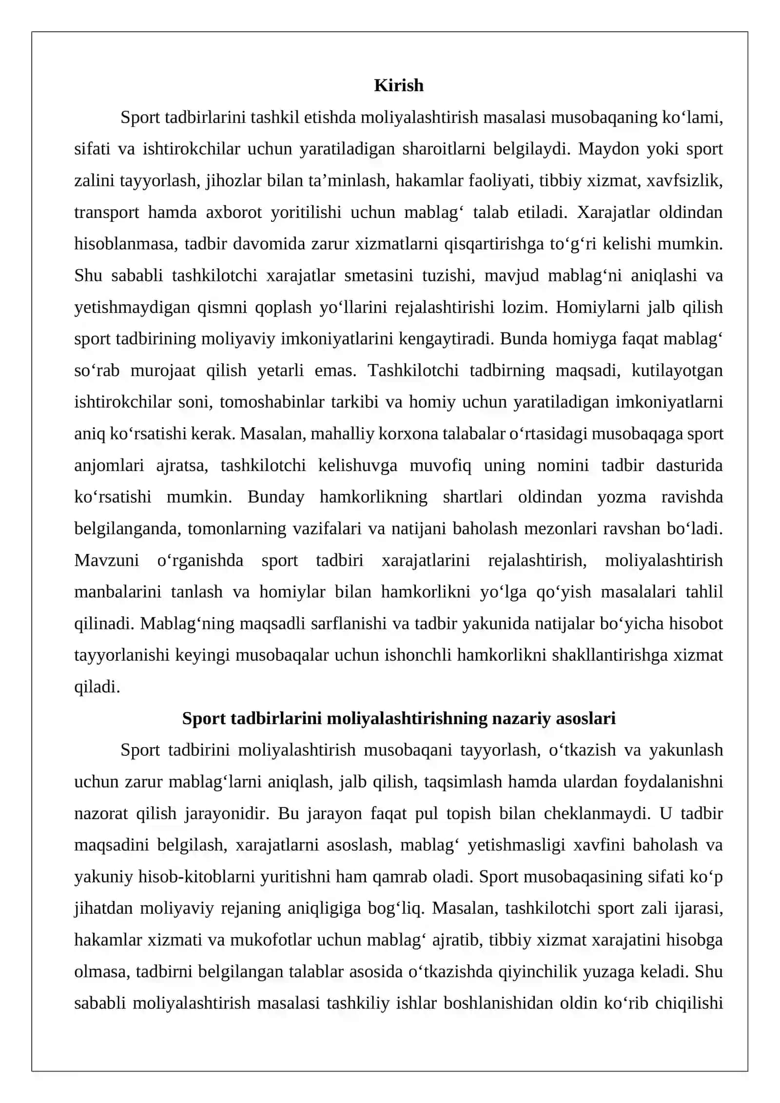 Sport tadbirlarini moliyalashtirish va homiylarni jalb qilish 2
