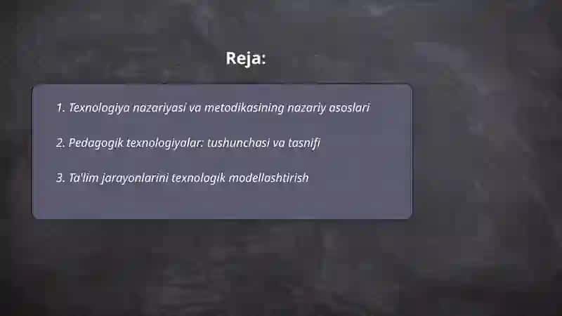 Texnalogiya nazariyasi va metodikasi 2