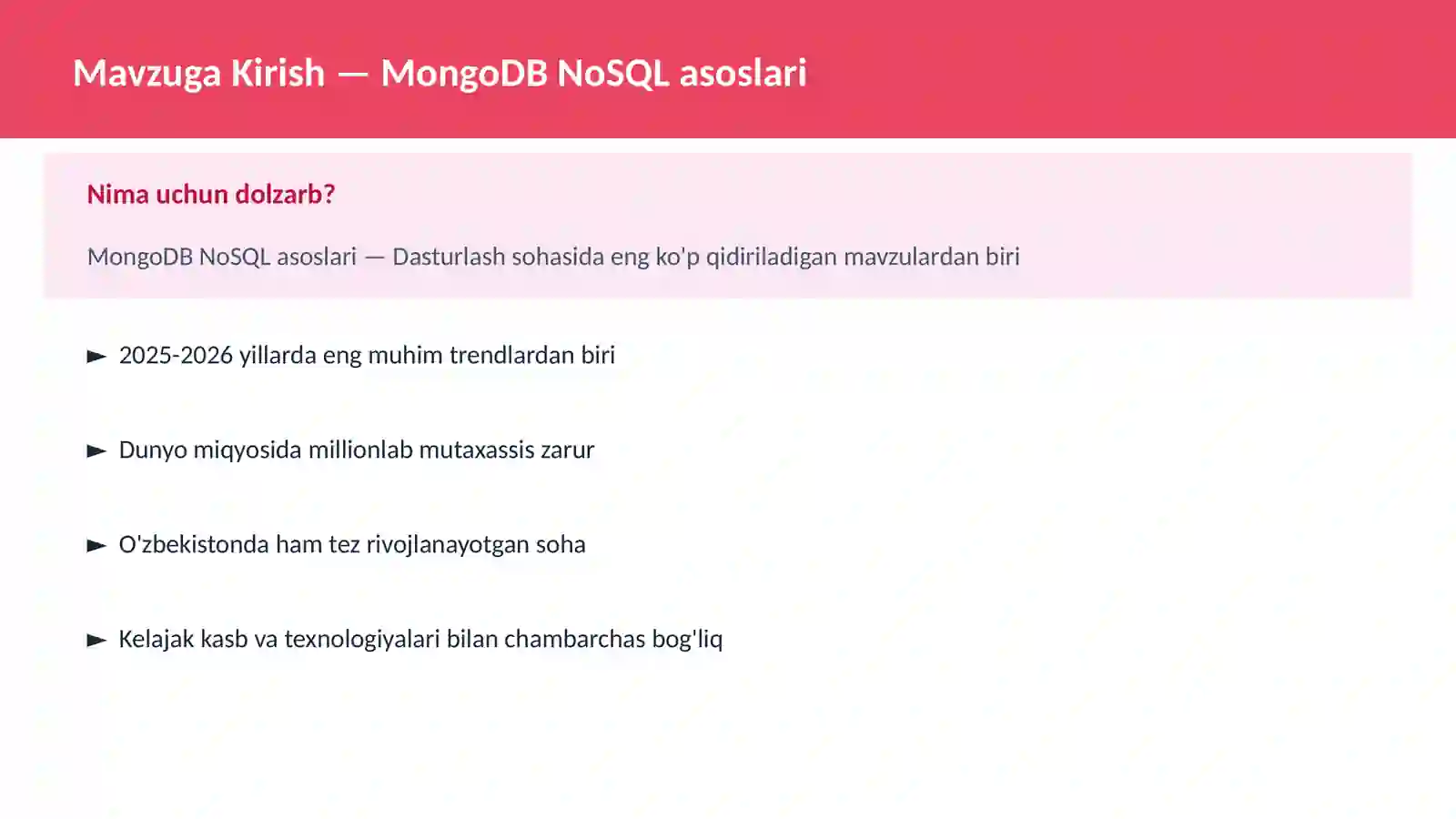 MongoDB NoSQL asoslari 2