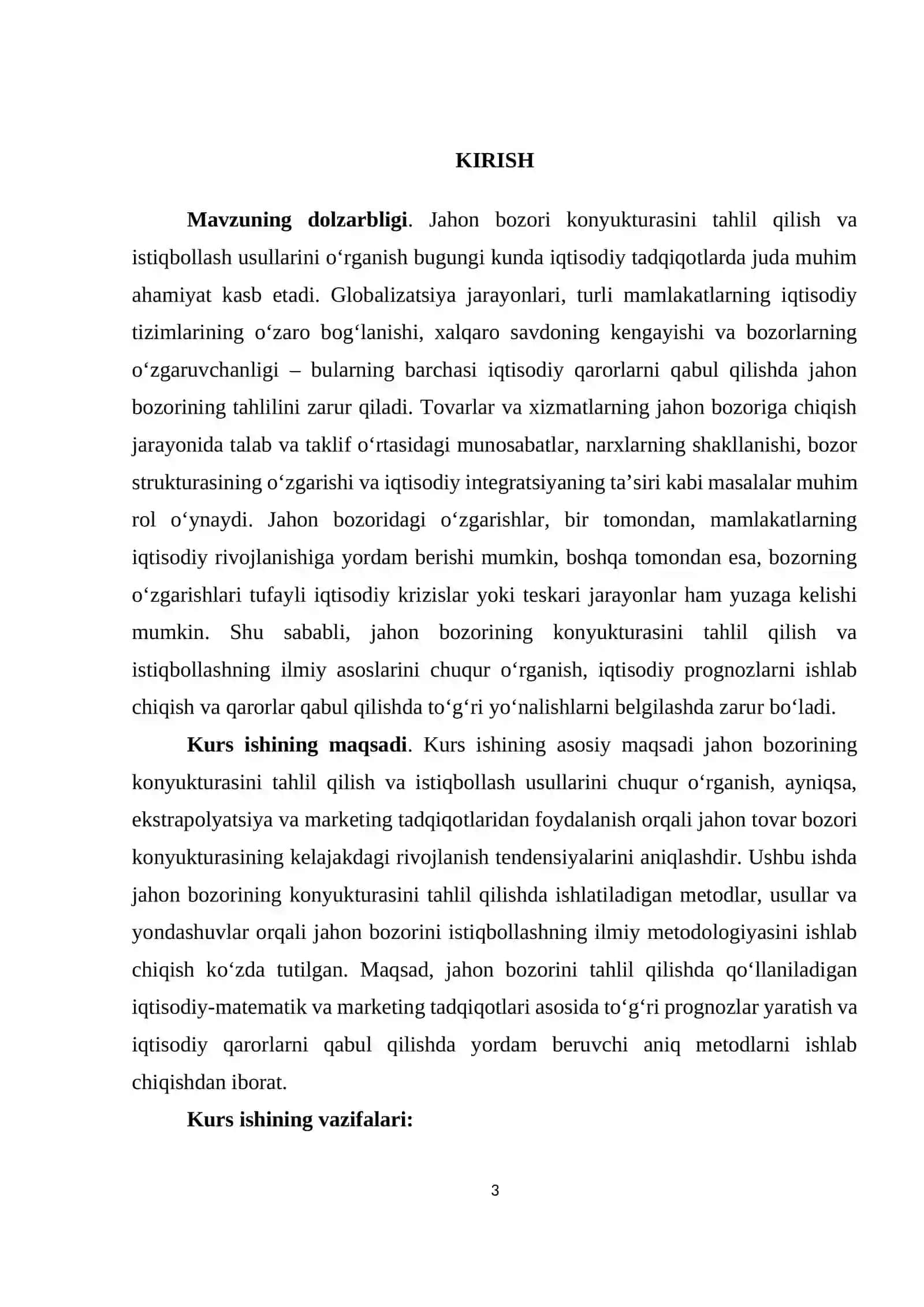 Jahon konyukturasi istiqbollari 2