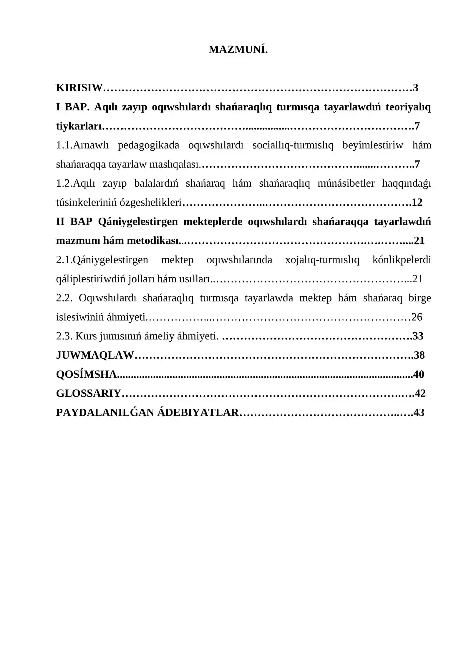 Arnawlı pedagogika: oligofrenopedagogika tálim baǵdarı 2
