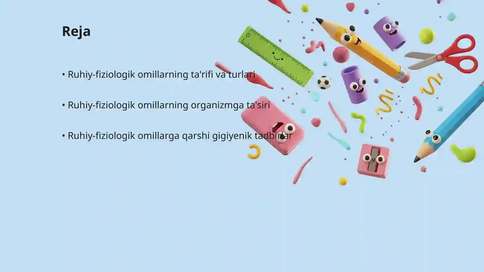 Ruhiy-fiziologik omillarga gigiyenik tarif, organizmga ularning zararli tasirini oldini olish tadbirlari 2