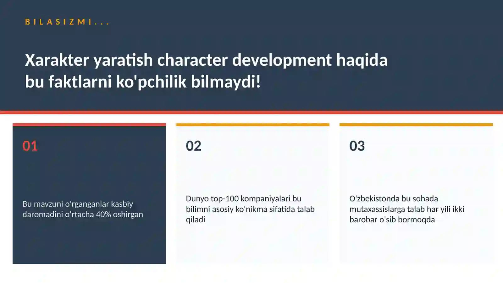 Xarakter yaratish character development 2