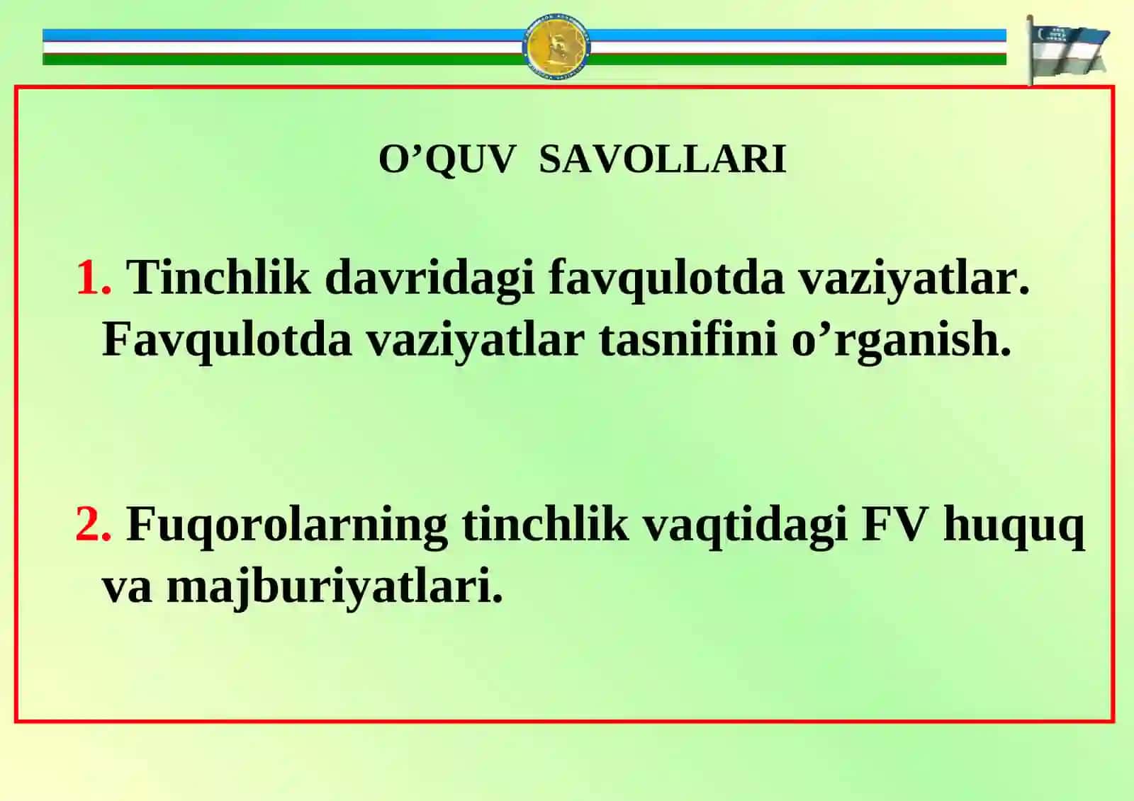 Тinchlik va Harbiy Harakatlar Olib Borish Davri Dav Fuqaro Muxofazasi 2