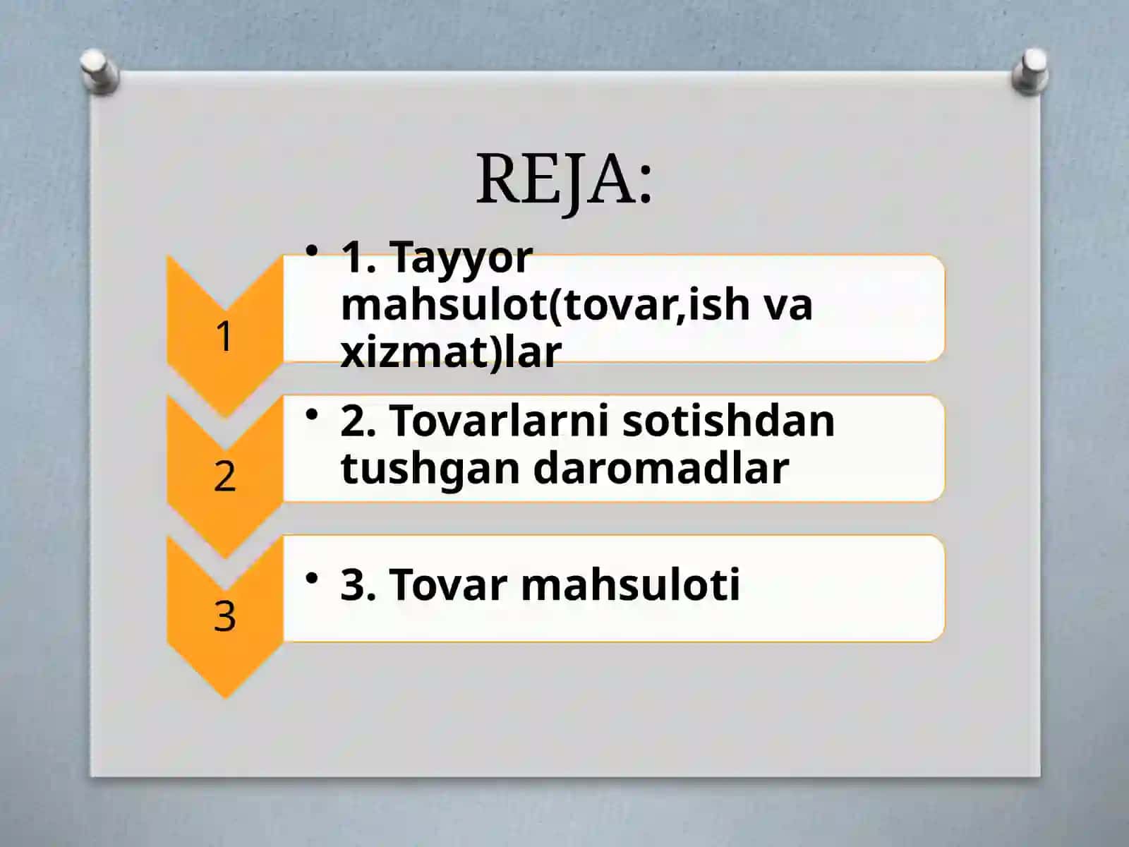 Tayyor mahsulot(tovar,ish va xizmat)larni sotilishini hisobga olish 2