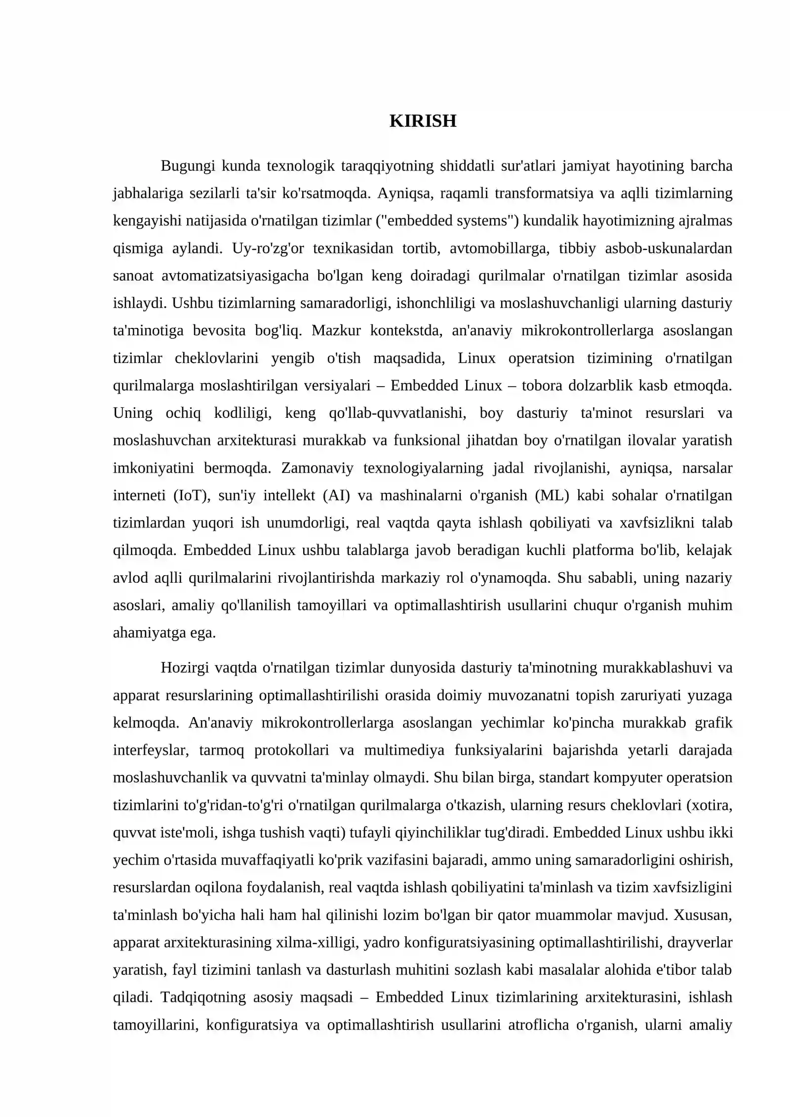 O'RNATILGAN OPERATSION TIZIMLAR (EMBEDDED LINUX) 2