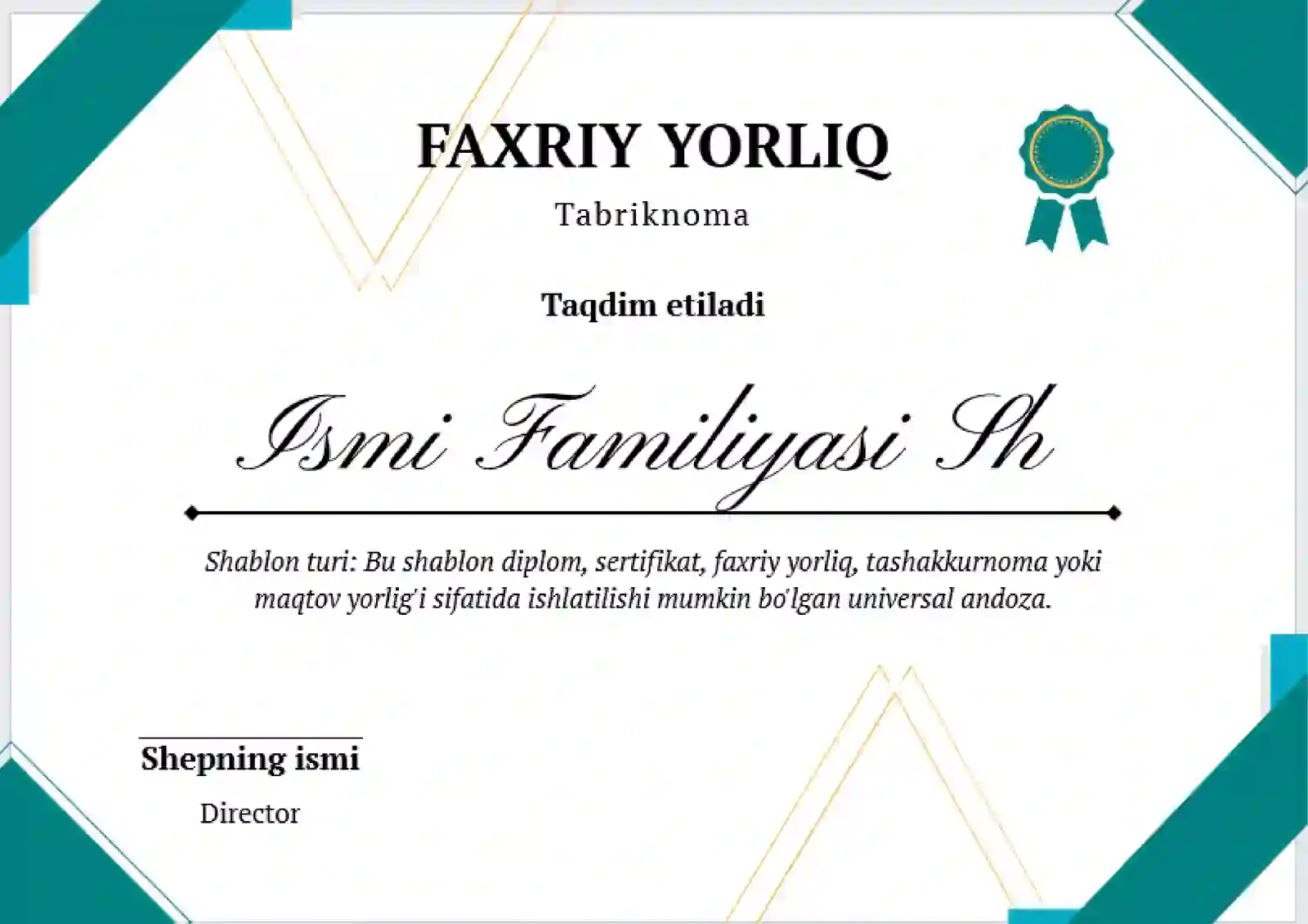 Faxriy Yorliq 2