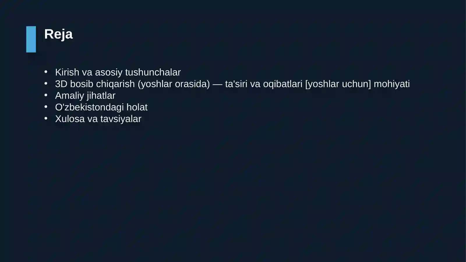 3D bosib chiqarish (yoshlar orasida) — ta'siri va oqibatlari 2