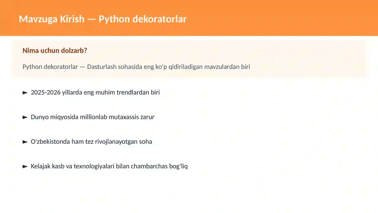 PYTHON DASTURLASH | Python dekoratorlar 2