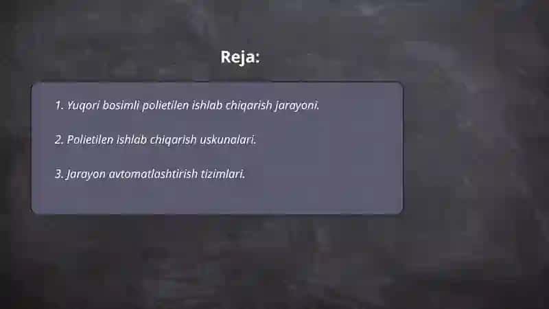 yuqori bosimli politilen olish jarayonini avtomatlashtirish 2