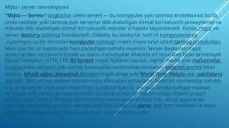 Mijoz-Server texnologiyasi 2