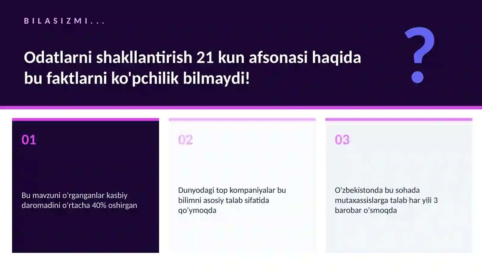 Odatlarni shakllantirish 21 kun afsonasi 2