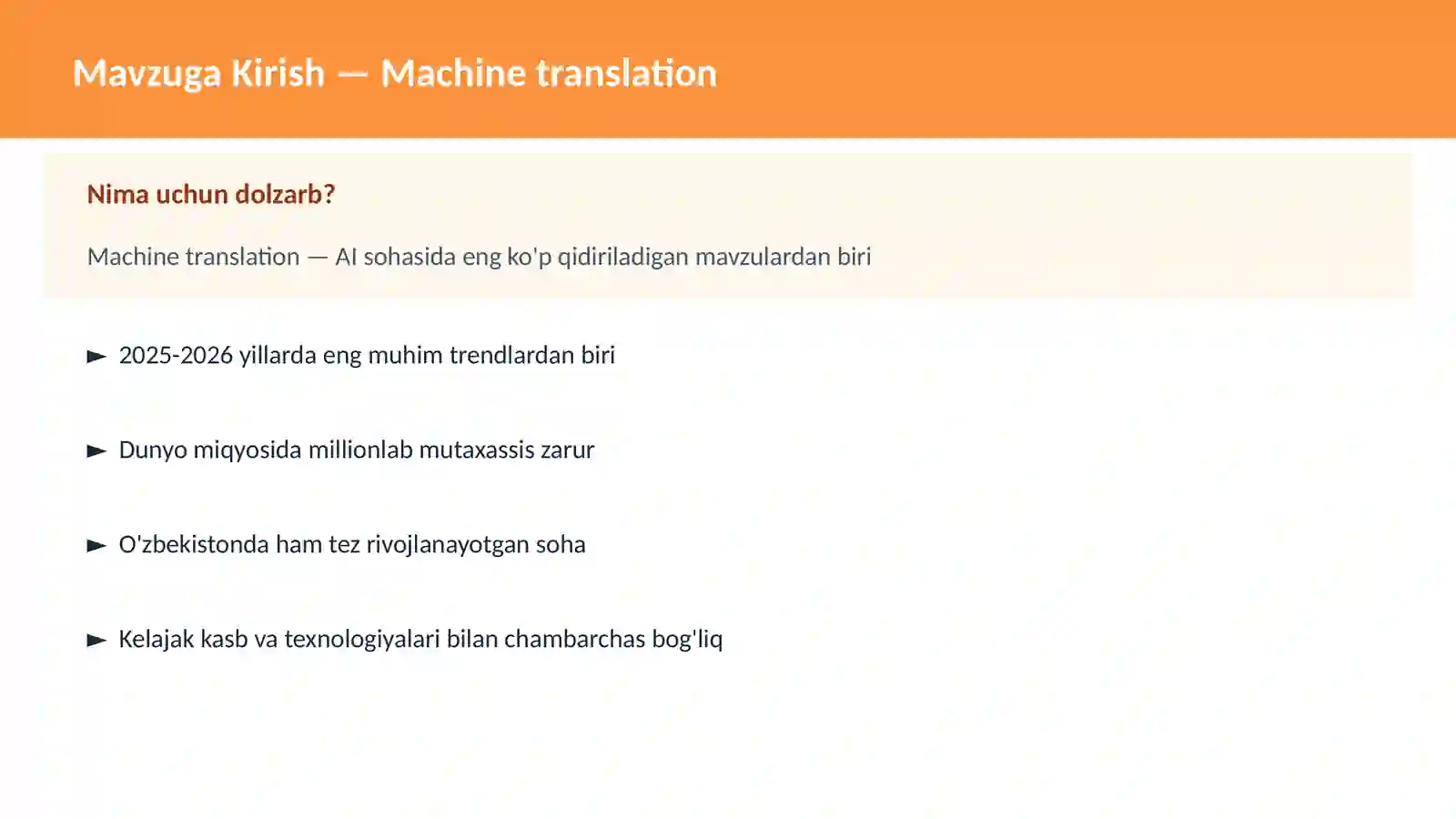 Machine translation 2