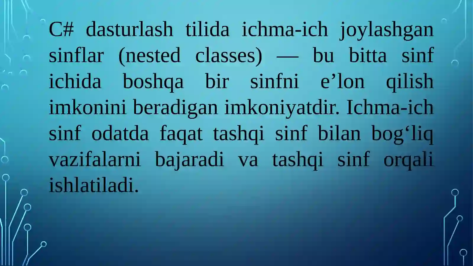 Ichma-ich joylashgan sinflar 2