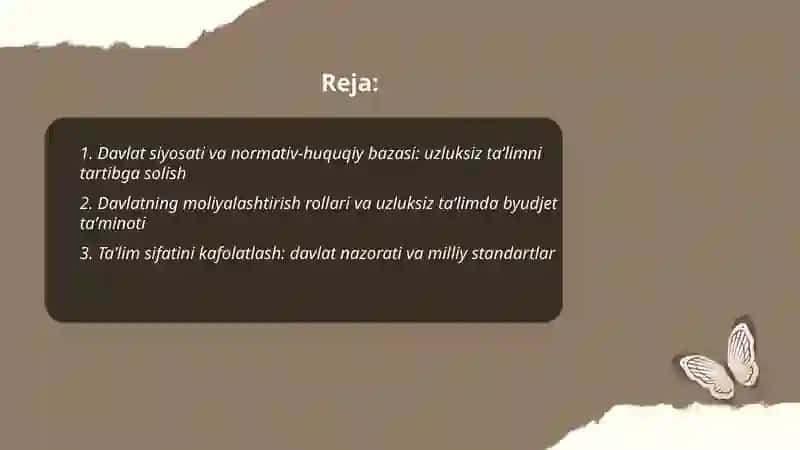 Uzluksiz taʼlim tizimida davlat tizimining oʻrni va ahamiyati 2